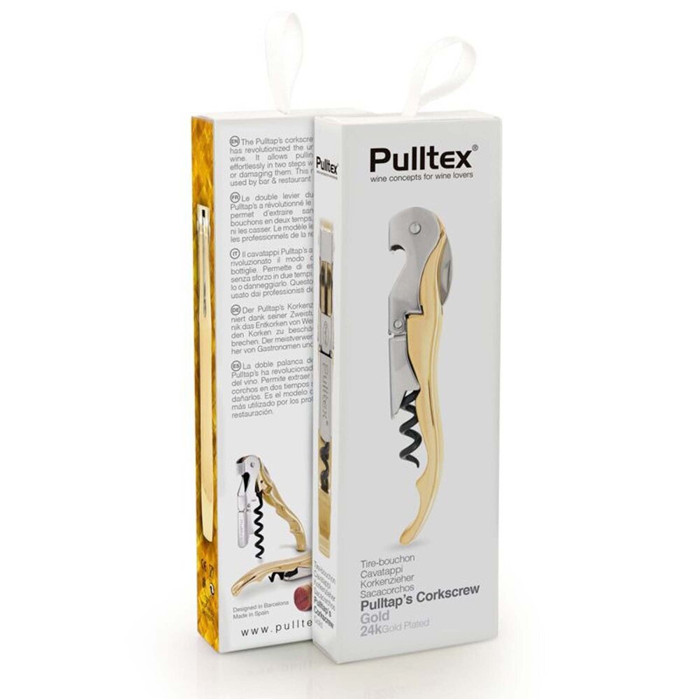 Pulltex Pulltex Classic two-step waiter's corkscrew with double lever and micro-saw foil cutter, gold