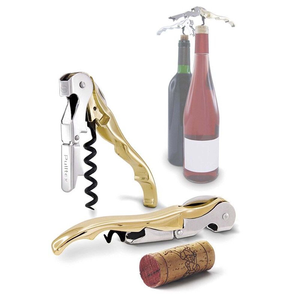 Pulltex Pulltex Classic two-step waiter's corkscrew with double lever and micro-saw foil cutter, gold