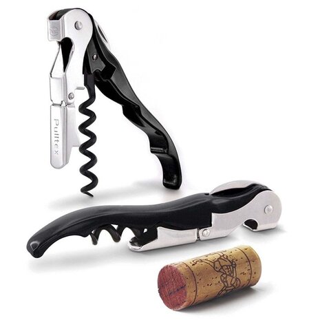 Pulltex Pulltex Classic Colour two-step waiter's corkscrew with double lever and micro-saw foil cutter, black
