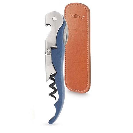 Pulltex Pulltex Classic Colour tweetraps kelnerskurkentrekker met dubbele hefboom en microzaag-capsulemesje, blauw Pulltex Pulltex Classic Colour tweetraps kelnerskurkentrekker met dubbele hefboom en microzaag-capsulemesje, blauw