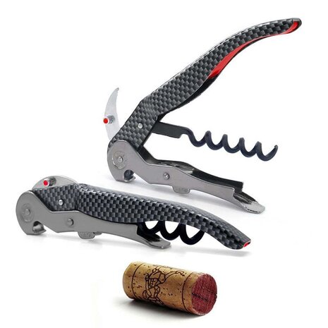 Pulltex Pulltex ClickCut Monza two-step waiter's corkscrew with one-hand ClickCut foil cutter, carbon effect