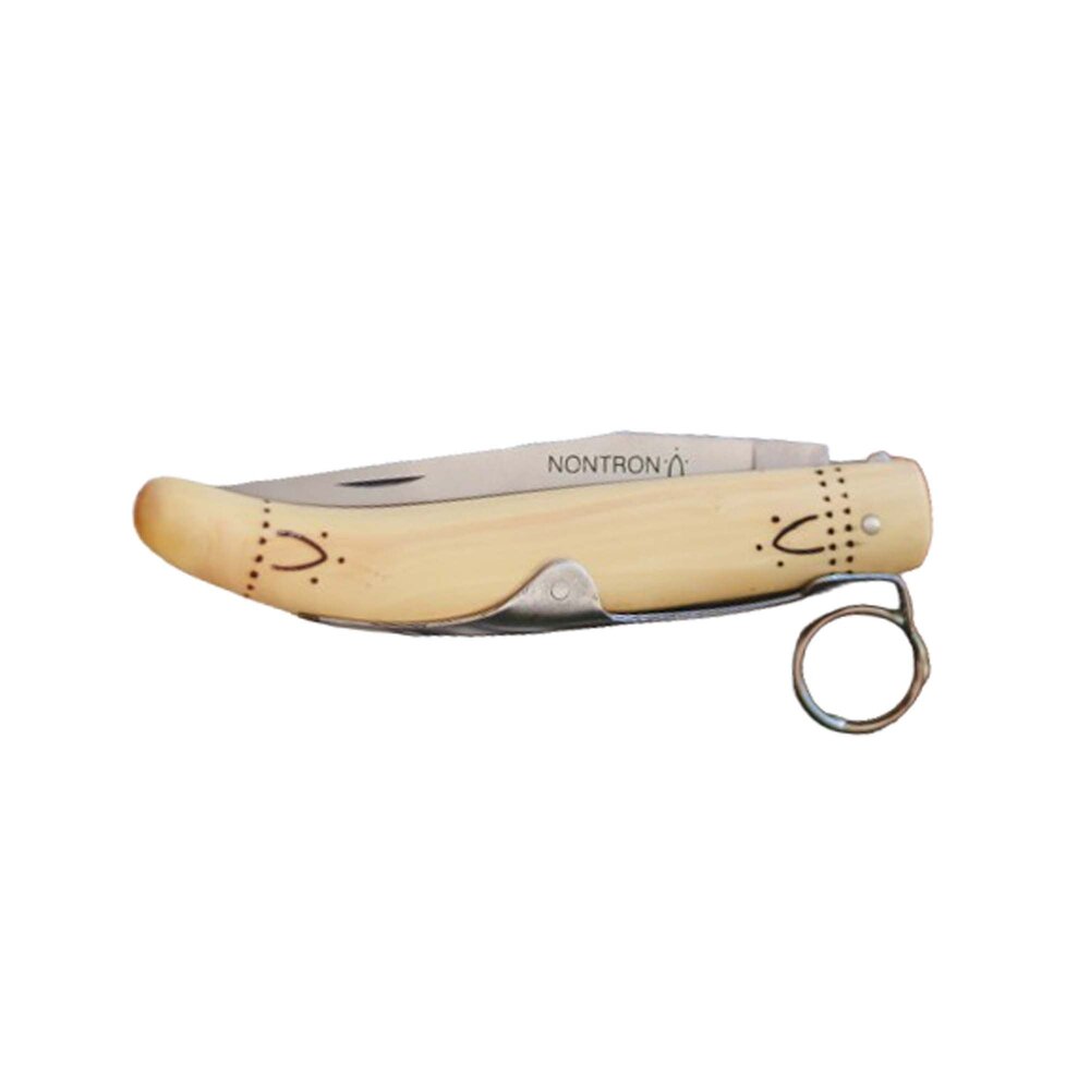 Nontron zakmes met vergrendeling, model 1914-1918, met handvat van gepyrografeerd buxushout en T12-lemmet Nontron zakmes met vergrendeling, model 1914-1918, met handvat van gepyrografeerd buxushout en T12-lemmet