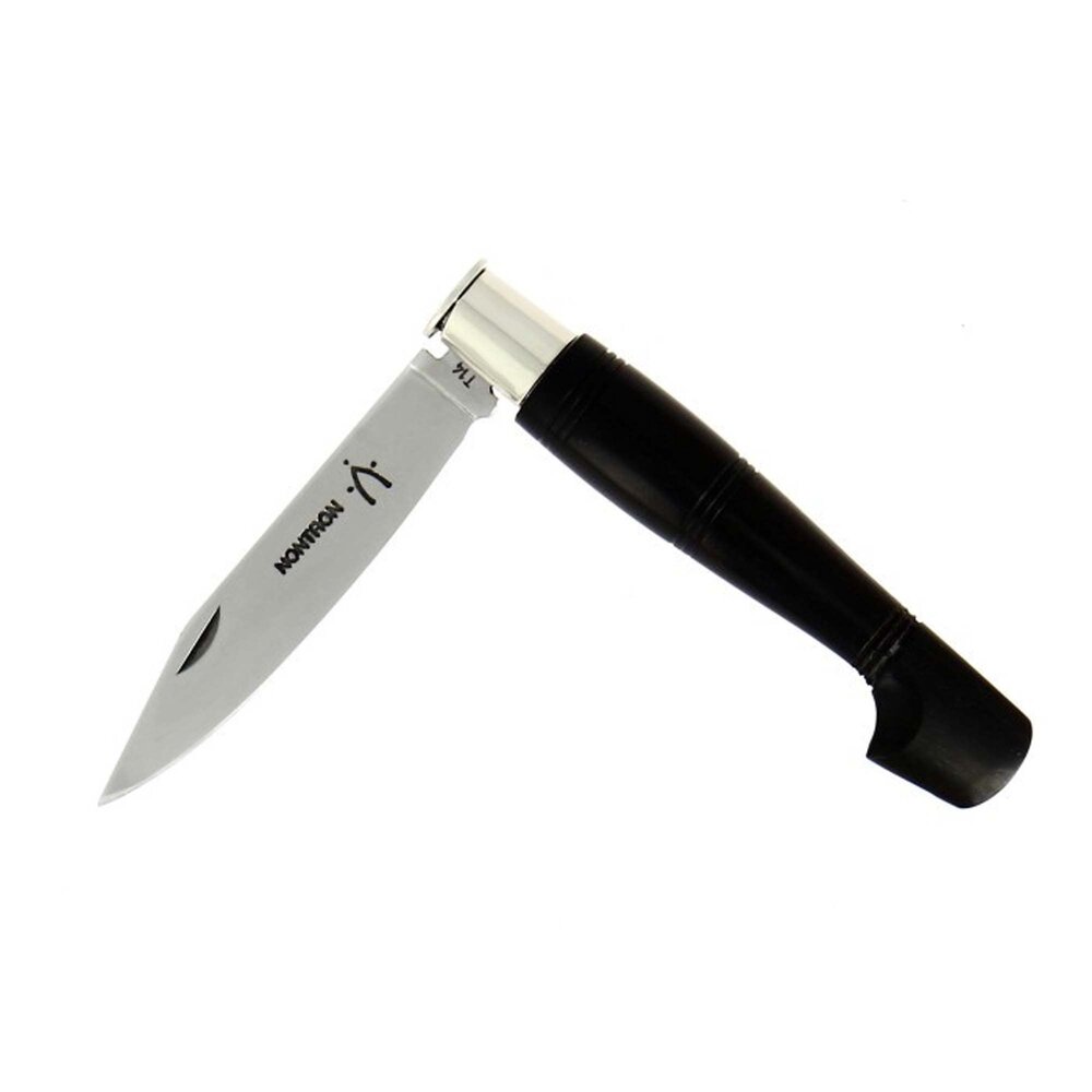 Nontron pocket knife No. 22 with clog-shaped handle in ebony, 8 cm T12 steel blade