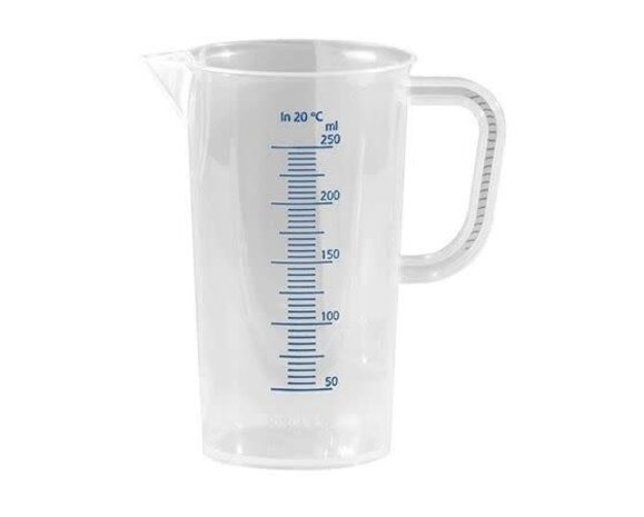 Transparent polypropylene mini measuring cup, 50 ml, with graduations and pour spout Transparent polypropylene mini measuring cup, 50 ml, with graduations and pour spout
