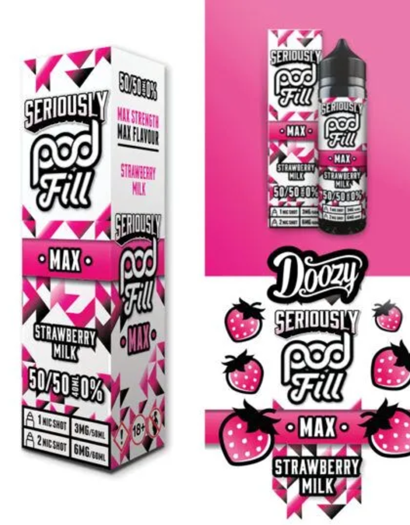 Doozy Vape Seriously pod fill MAX - Strawberry Milk 40/60ml