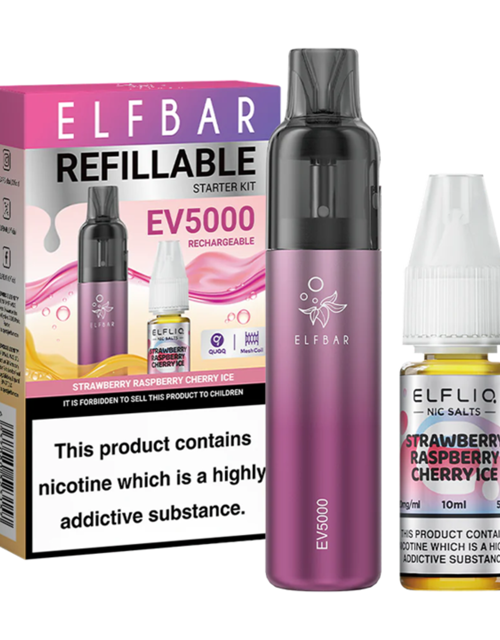 Elf Bar Elf Bar EV5000 Refillable POD Kit Strawberry Raspberry Cherrry Ice