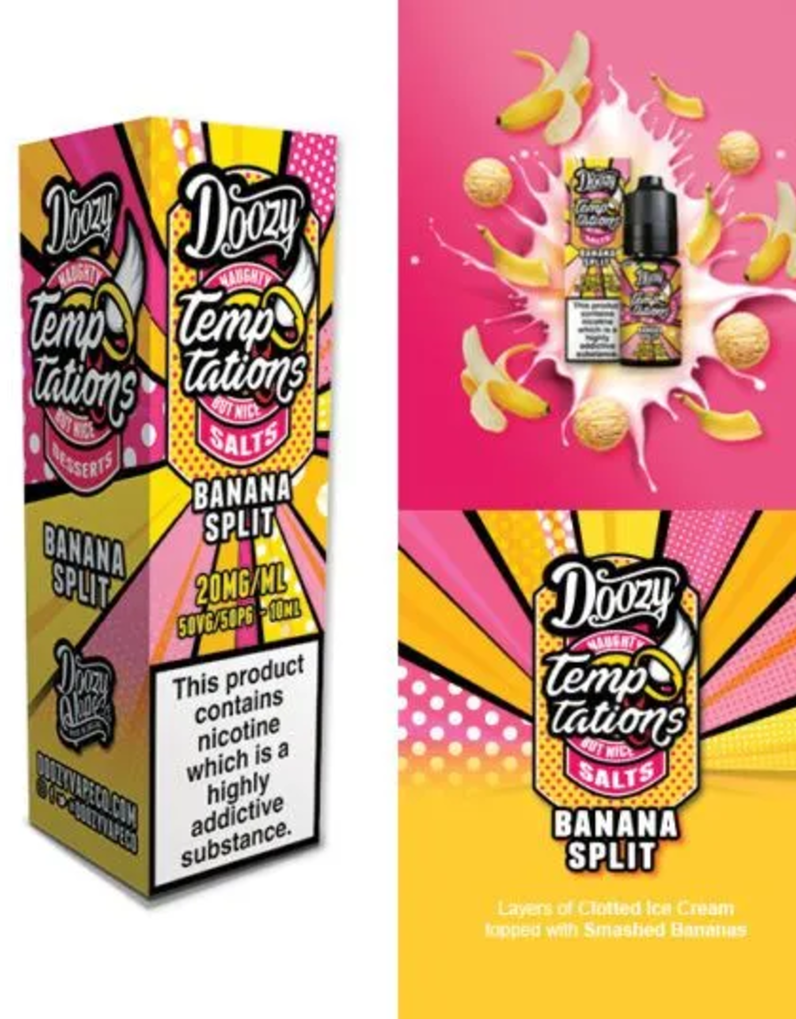 Doozy Vape Doozy Temptations - Banana Split 10ml Nic Salts