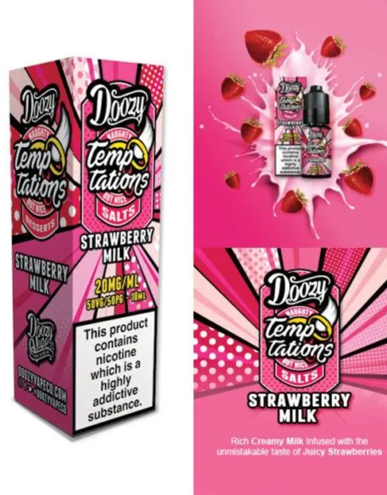 Doozy Vape Doozy Temptations - Strawberry Milk 10ml Nic Salts