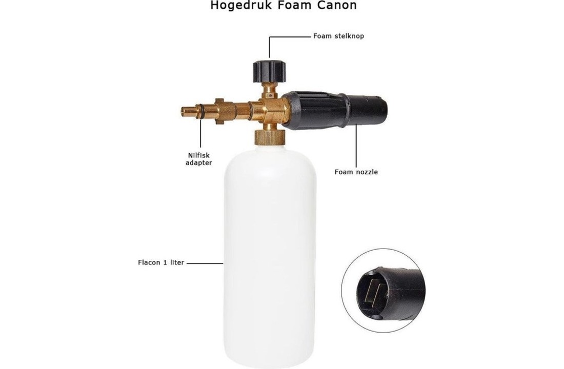Foam Gun 1 liter inclusief Nilfisk Bajonetkoppeling