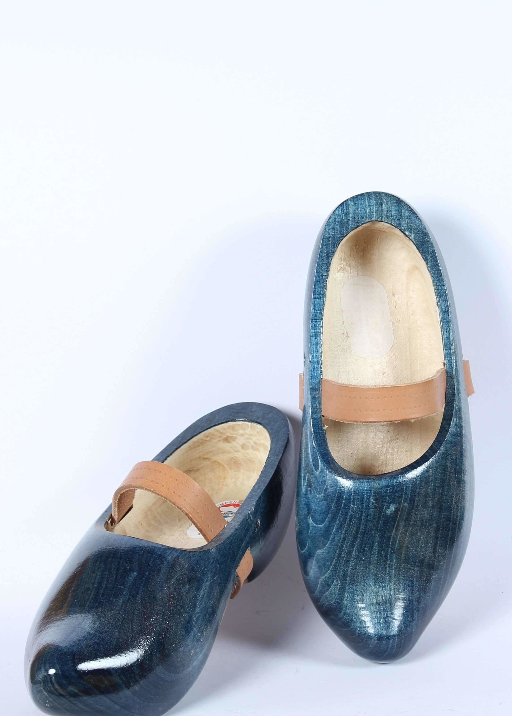Wooden Shoe Factory Marken Wooden Shoes Tripklomp Denim, Leather Strap Clog