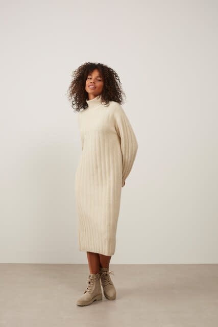YAYA Rib stitch knitted dress in a wool 