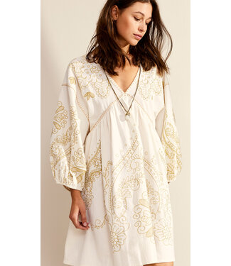 Summum Woman Dress gold embroidery cotton