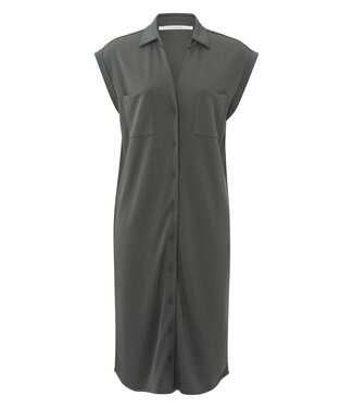 YAYA Sleeveless button up pocket dress in jersey - MAGNET GREY