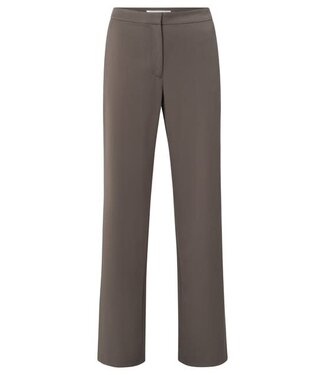 YAYA Soft high waist pantalon with wide leg - FALCON BROWN