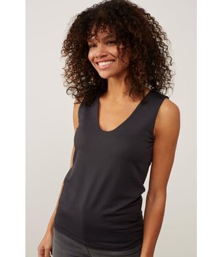 YAYA Round V-neck singlet - PIRATE BLACK