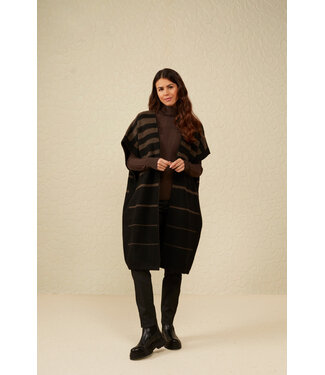 YAYA Poncho cardigan - MULCH BROWN DESSIN