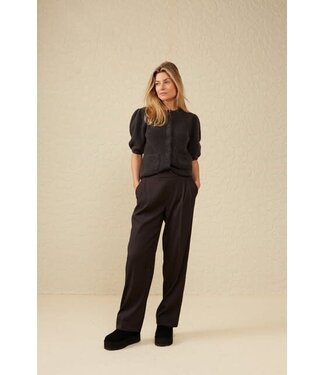 YAYA Woven wide leg trousers with pleaths - PHANTOM