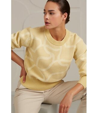 YAYA Jaquard sweater ls - PARSNIP YELLOW DESSIN