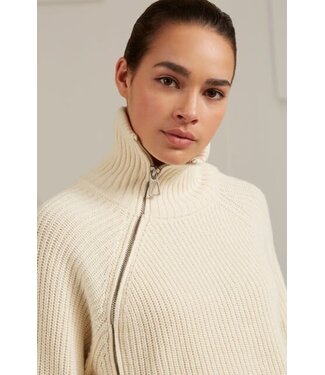 YAYA Sweater with zipper - OFF WHITE KNIT