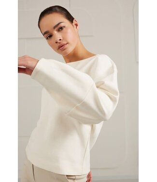 YAYA Sweatshirt with puff sleeve - OFF WHITE SWEAT