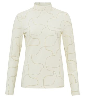 YAYA Printed jersey top - BONE WHITE DESSIN