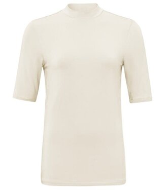 YAYA Soft high neck t-shirt with half sleeve - OFF WHITE SWEAT
