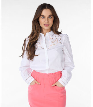 Esqualo Blouse chest embroidery - Off White