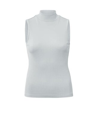 YAYA Sleeveless rib singlet with high neck - HARBOR MIST GREY