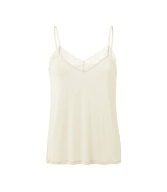 YAYA Lace strappy top with jersey body - IVORY WHITE