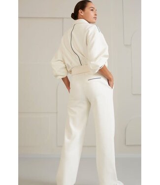 YAYA Jersey structured cropped jacket - IVORY WHITE