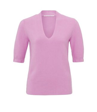 YAYA V-neck short sleeve sweater - PHALAENOPSIS PINK