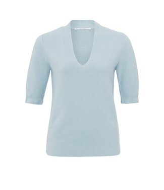 YAYA V-neck short sleeve sweater - PLEIN AIR BLUE