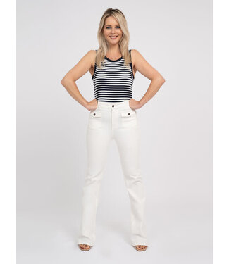 FIFTH HOUSE Bella Pockets Flared White Jeans - Star White