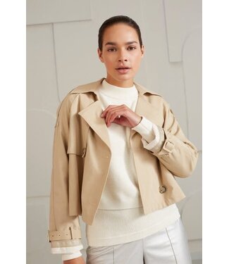 YAYA Cropped woven trenchcoat - WHITE PEPPER BEIGE