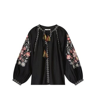 Summum Woman Top Sushi Voile Embroidery - Black