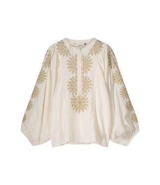 Summum Woman Top Gold Lurex Embroidery - Ivory