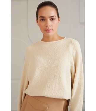 YAYA Sweater with contrast color detail - SUMMER SAND DESSIN