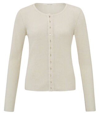 YAYA Rib stitch cardigan ls - IVORY WHITE MELANGE