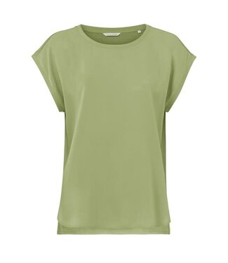 YAYA Top with round neck and cap sleeves without shoulder seams - SAGE GREEN