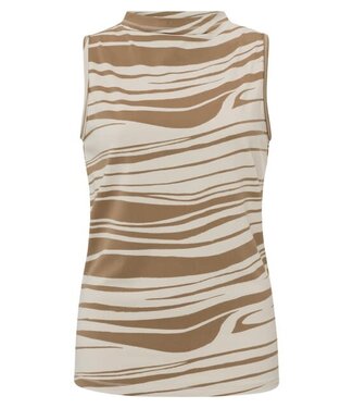 YAYA Printed singlet with drape neck - SUMMER SAND DESSIN