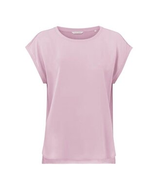 YAYA Top with round neck and cap sleeves without shoulder seams - LADY PINK
