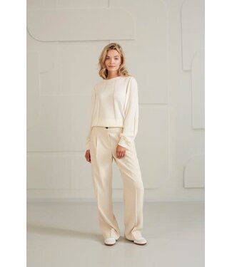 YAYA Woven wide leg trousers with pleaths and elastic waistband - SUMMER SAND