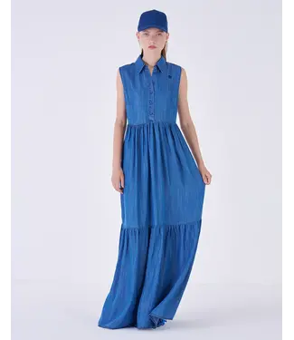 Silvian Heach LONG DRESS FARIL - BLUE MEDIUM