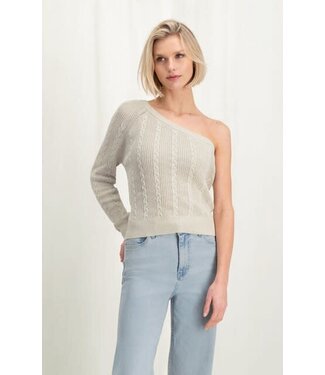 YAYA Cabble one sleeve sweater - BEIGE