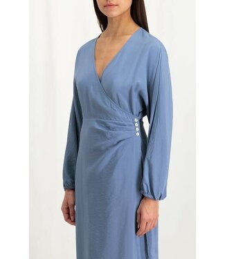 YAYA Wrap dress w. small button detail - INFINITY BLUE