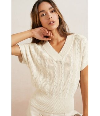 YAYA Cabble sleeveless v-neck sweater - BEIGE