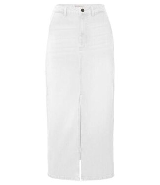 YAYA Denim maxi skirt w.slit - OFF WHITE