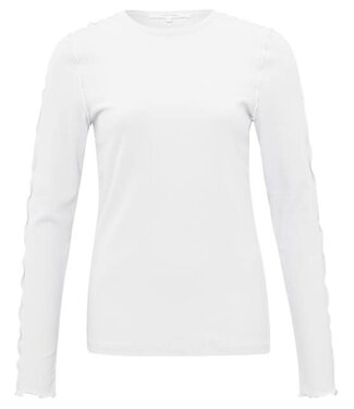 YAYA Long sleeve top with frilled seams - PURE WHITE