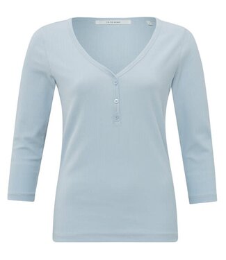 YAYA Half sleeve v-neck top with buttons - XENON BLUE