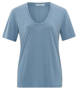 YAYA T-shirt with rounded v-neck - INFINITY BLUE